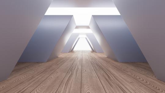 木地板空房间3D渲染视频素材模板下载