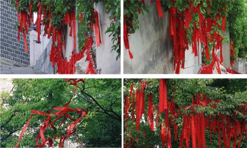 节日寺庙红丝带祈福