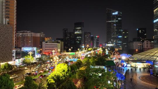 昆明盘龙区夜景航拍