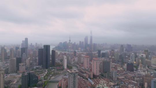 4k航拍上海陆家嘴城市