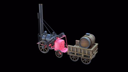 工业革命蒸汽机瓦特蒸汽机三维动画全息投影