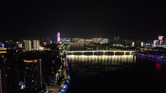 广西柳州城市夜景灯光航拍