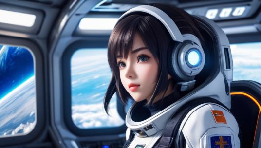 AI演绎宇宙太空少女