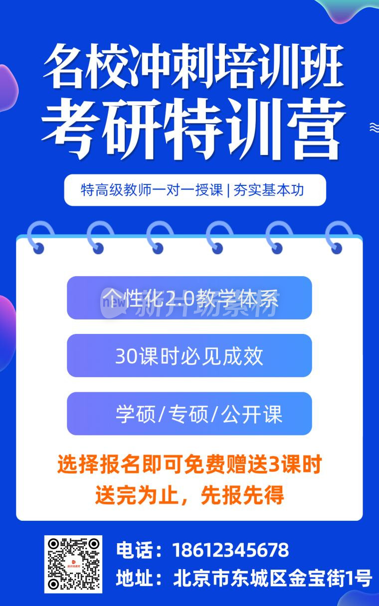 考研冲刺训练营招生宣传psd蓝色宣传海报