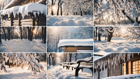 4K冬季唯美雪景实拍【请按需授权】高清在线视频素材下载