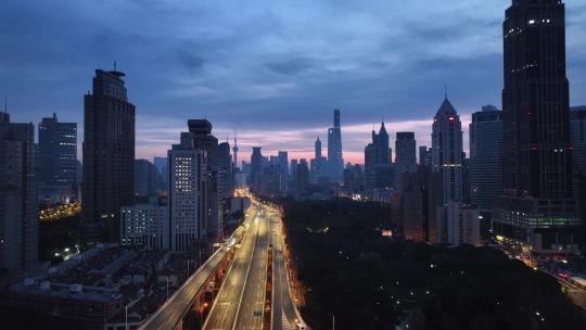 上海延安路高架航拍4K