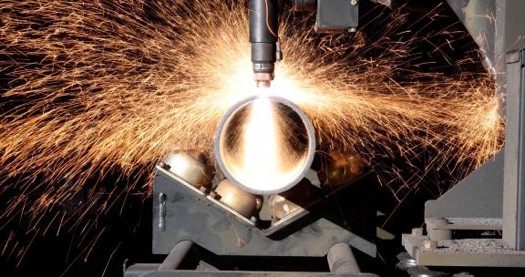 激光切割金属钢管车床加工数控机床现代工业