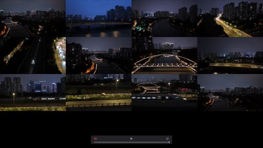 4K航拍成都南站动车沙河翠湖公园锦江夜景高清在线视频素材下载