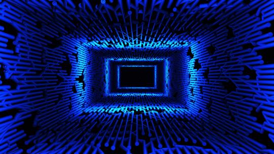 蓝色管隧道背景 透通道4K