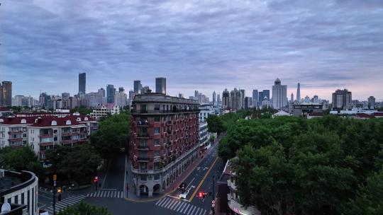 上海武康路武康大楼法式建筑地标老建筑航拍视频素材模板下载