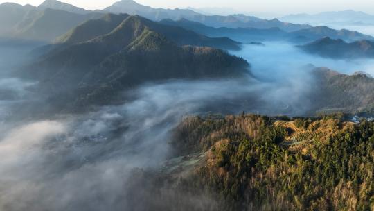 徽州歙县石潭山村云海风光航拍合集