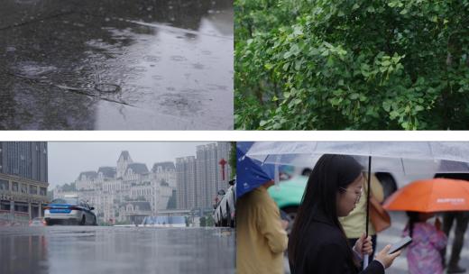 下雨行人车辆人文