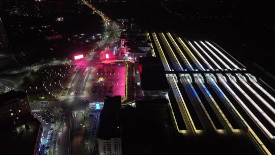 连云港站高铁站夜景航拍