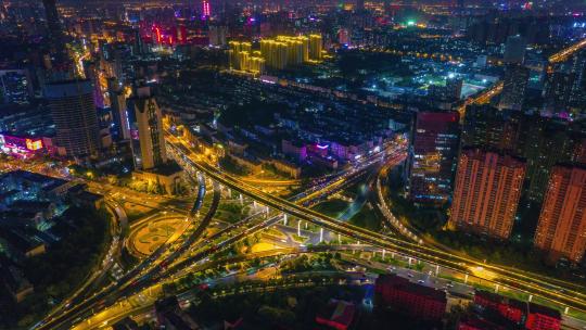 安徽合肥城市夜景交通航拍移动延时视频素材模板下载