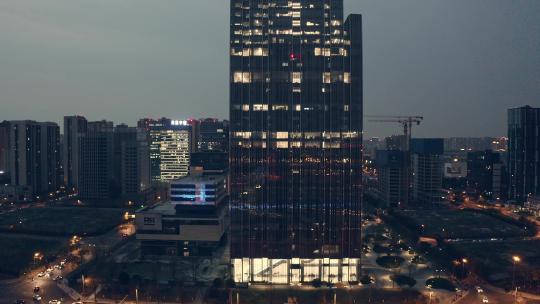 航拍成都天府新区OPPO大厦夜景