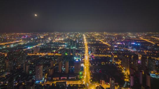 安徽合肥城市夜景交通航拍移动延时