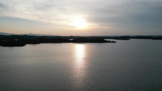 航拍湖北随州琵琶湖风景区