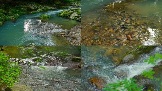 自然户外宁静溪流小河水流潺潺流水高清在线视频素材下载