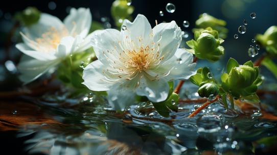 荷花莲花瓣池塘开花荷叶花朵中国风舞台背景高清在线视频素材下载