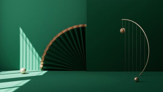 中国风室内建筑光影变化动画