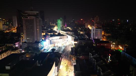 航拍安徽合肥淮河路步行街夜景视频素材模板下载