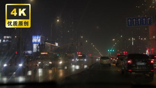 夜间车流行驶驾车深夜窗外车窗街景