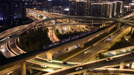 金义东轨道交通义乌立交桥夜景