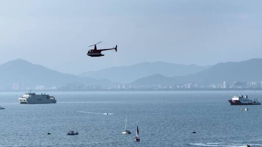 海南三亚直升机视频素材模板下载