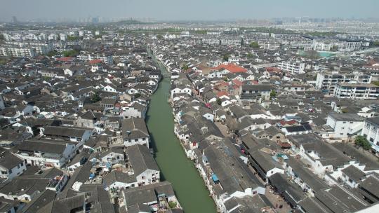 苏州市七里山塘古建筑水乡河流风光