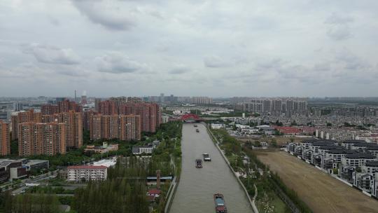 航拍江苏苏州京杭运河视频素材模板下载