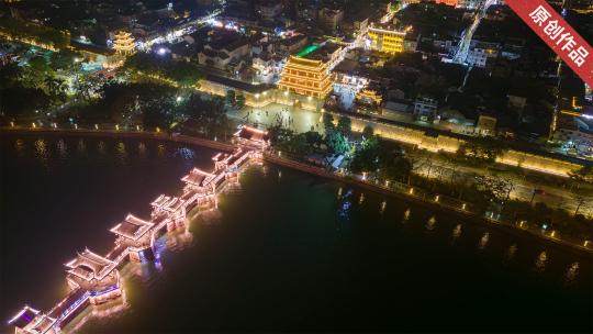 潮州夜景延时航拍高清在线视频素材下载