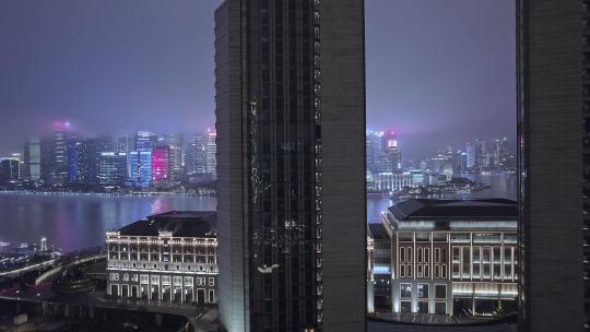 航拍北外滩上海茂悦大酒店夜景