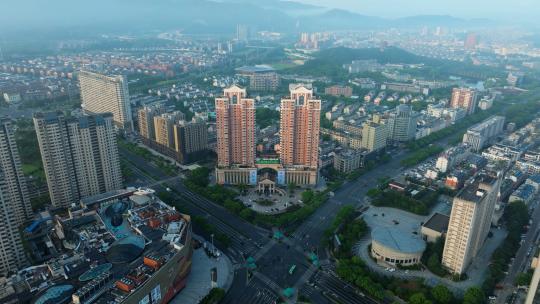 义乌江东城市大景风光一镜到底航拍视频素材模板下载