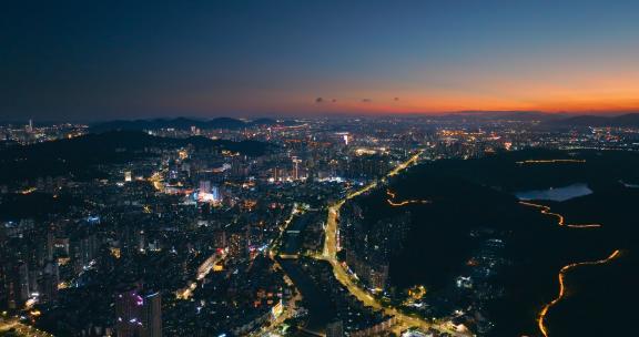 4K珠海博物馆海边城市夜景夕阳