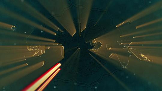 复古金色描边鎏金标题字幕粒子飘散