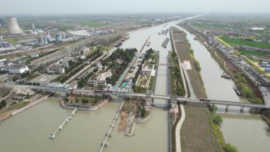 江苏淮安市京杭大运河航拍景观