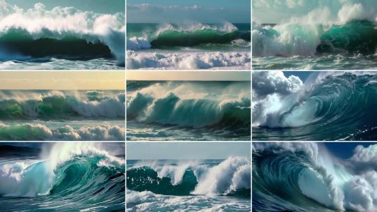 海上巨大的海浪浪花高清在线视频素材下载