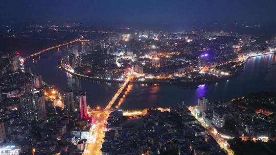 内江市中区延时城市夜景航拍沱江夜晚风光视频素材模板下载