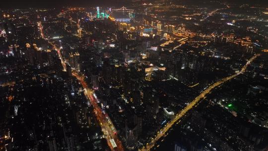 福州夜景航拍360度旋转拍摄城市风光夜景