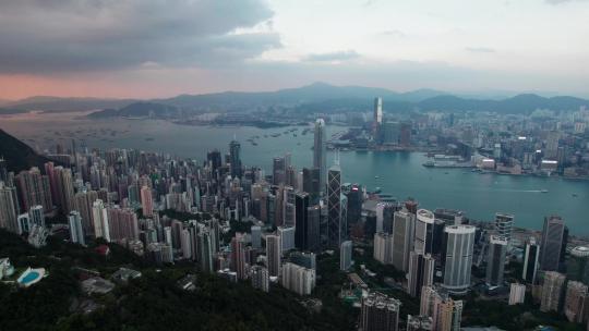 航拍中国香港港岛高楼大厦城市建筑大景