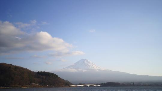 日本富士山湖边延时摄影高清