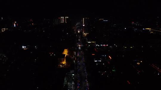 城市马路中轴往后飞夜景视频素材模板下载
