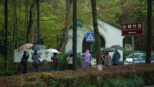 杭州云栖竹径春季清明节雨天古建筑自然唯美