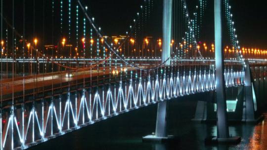 大连 夜景 大连星海湾跨海大桥视频素材模板下载