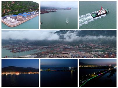 航拍港口码头海运航运贸易江苏连云港港口高清在线视频素材下载