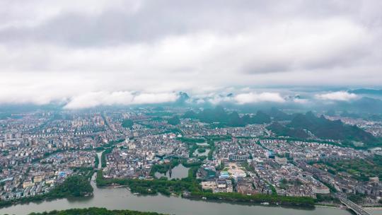 桂林城市云海航拍移动延时