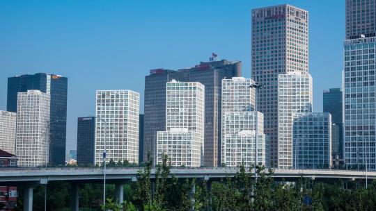 北京地标繁华的城市车流建筑延时