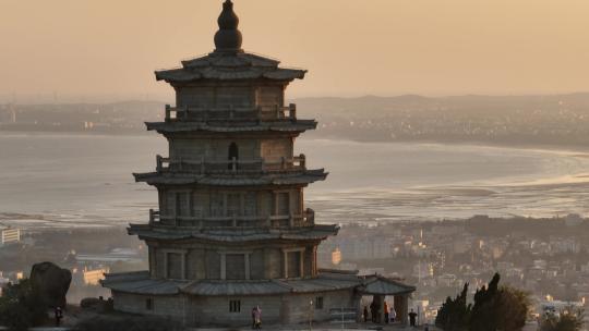 福建泉州市石狮市宝盖山姑嫂塔风光航拍