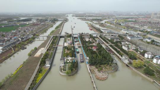 江苏淮安市京杭大运河航拍景观