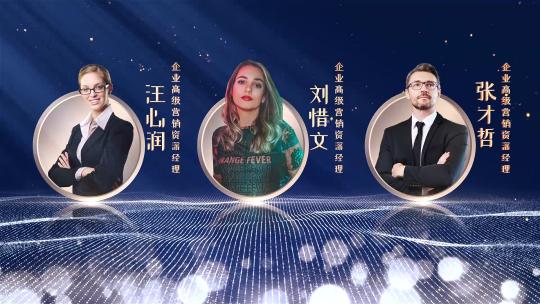 蓝色颁奖晚会人物展示